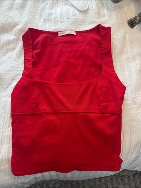 Pull&Bear Red Square Neck Tank Top